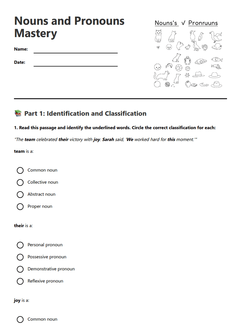 Nouns and Pronouns Mastery