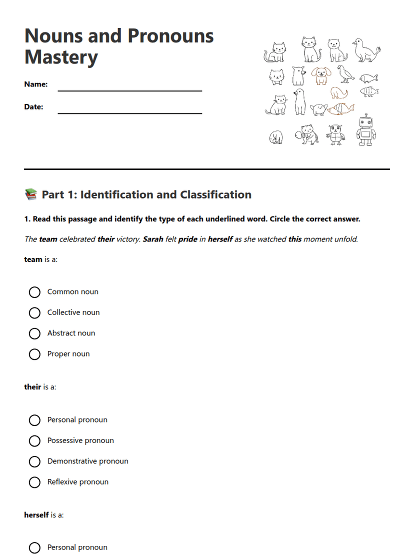 Nouns and Pronouns Mastery