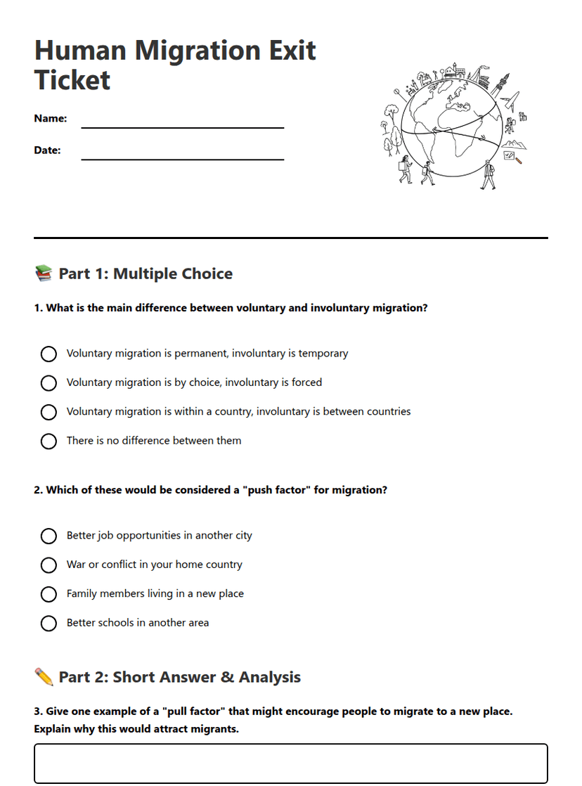 Human Migration Exit Ticket
