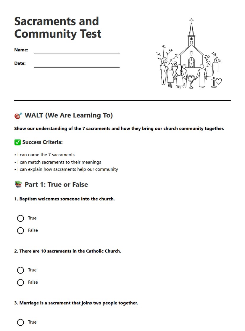 Sacraments and Community Test