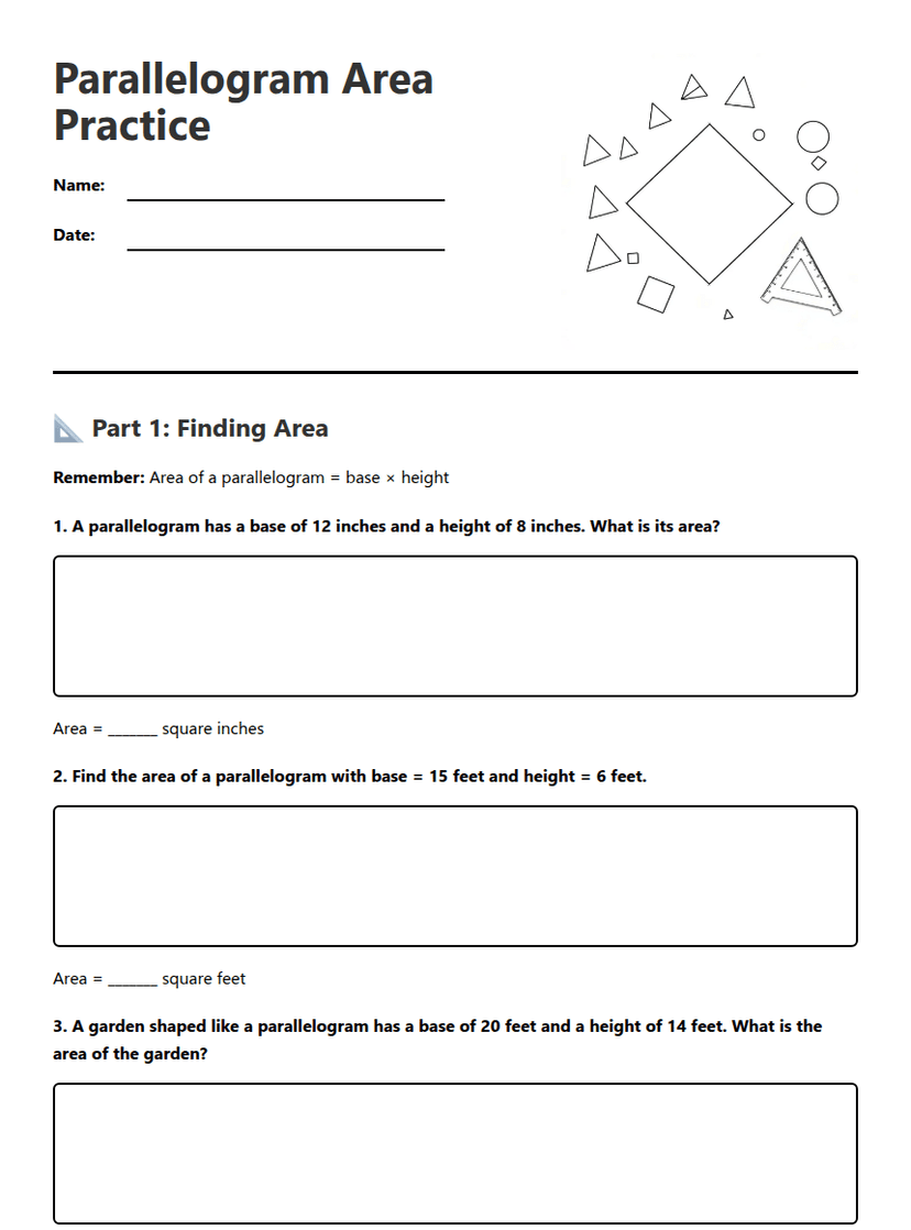 Parallelogram Area Practice