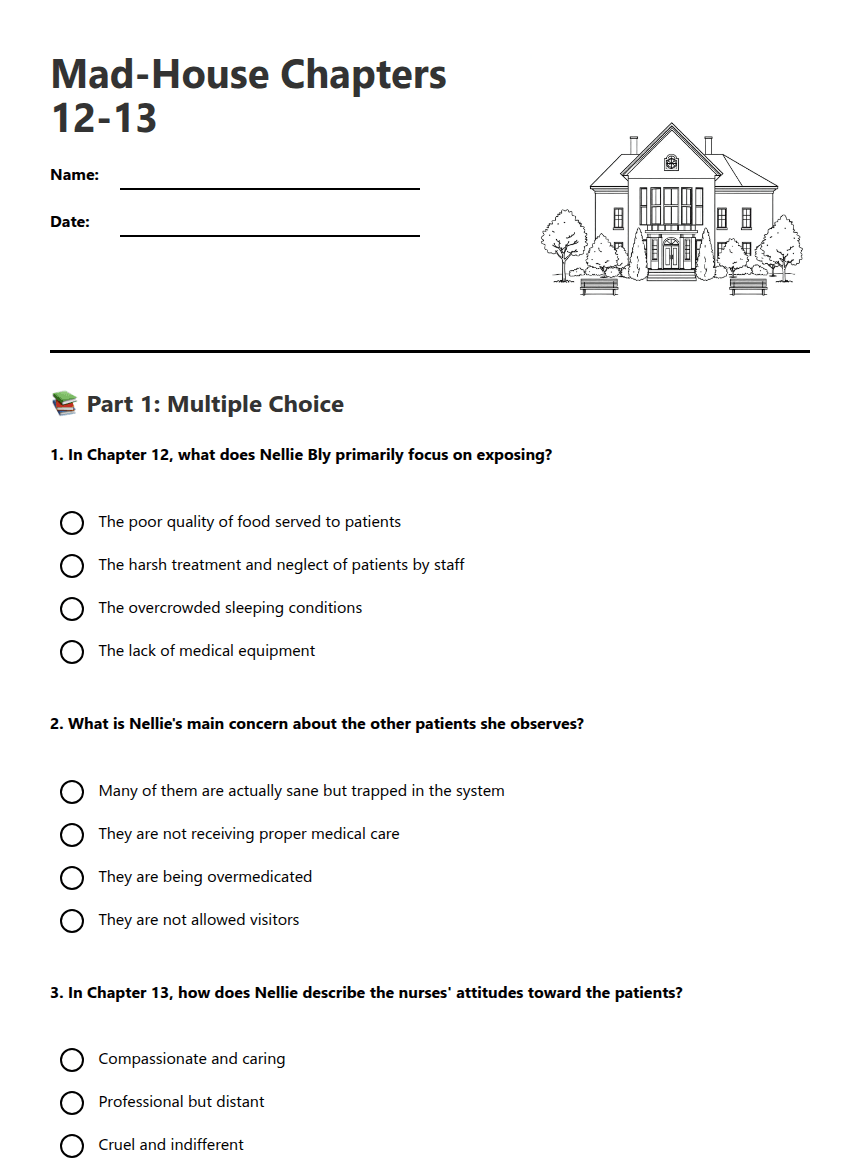 Mad-House Chapters 12-13 worksheet preview