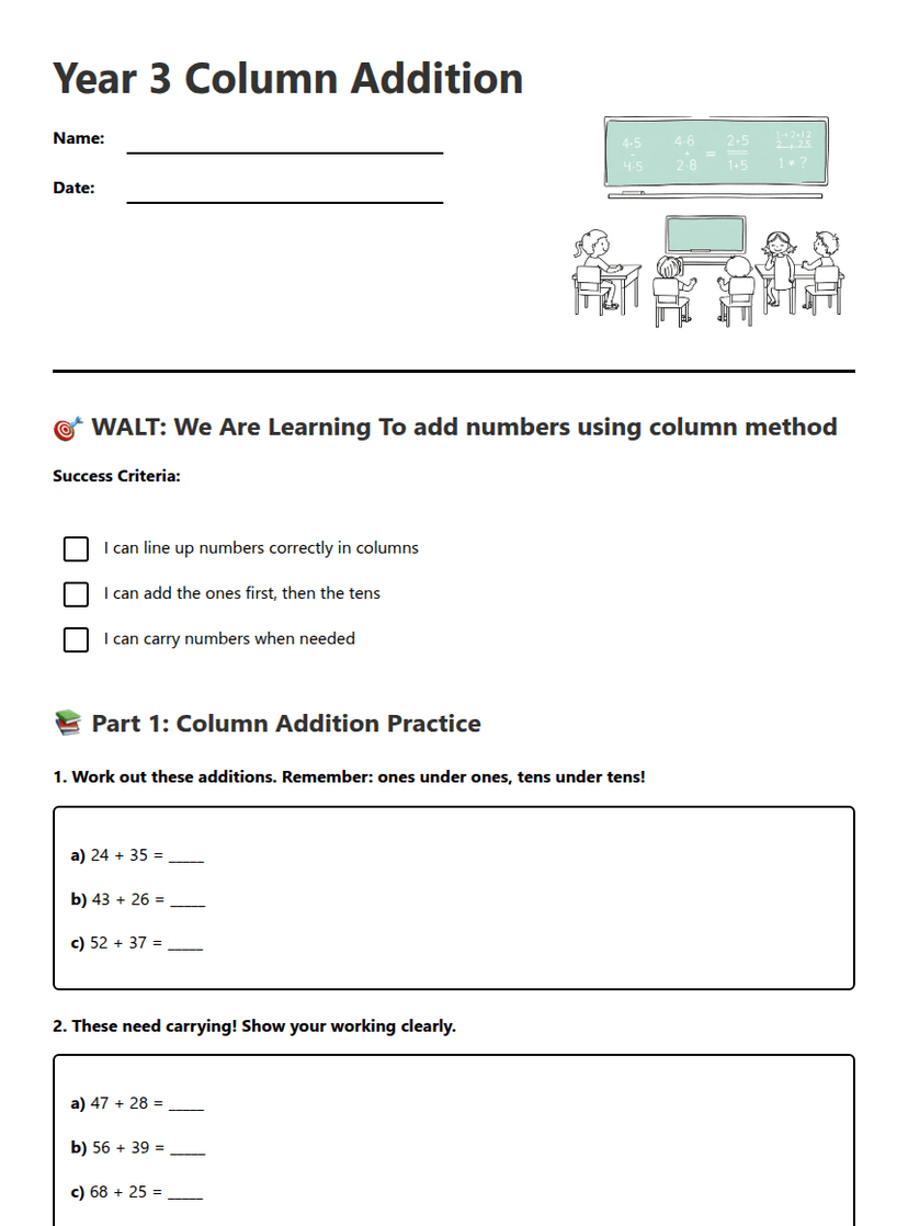 Year 3 Column Addition