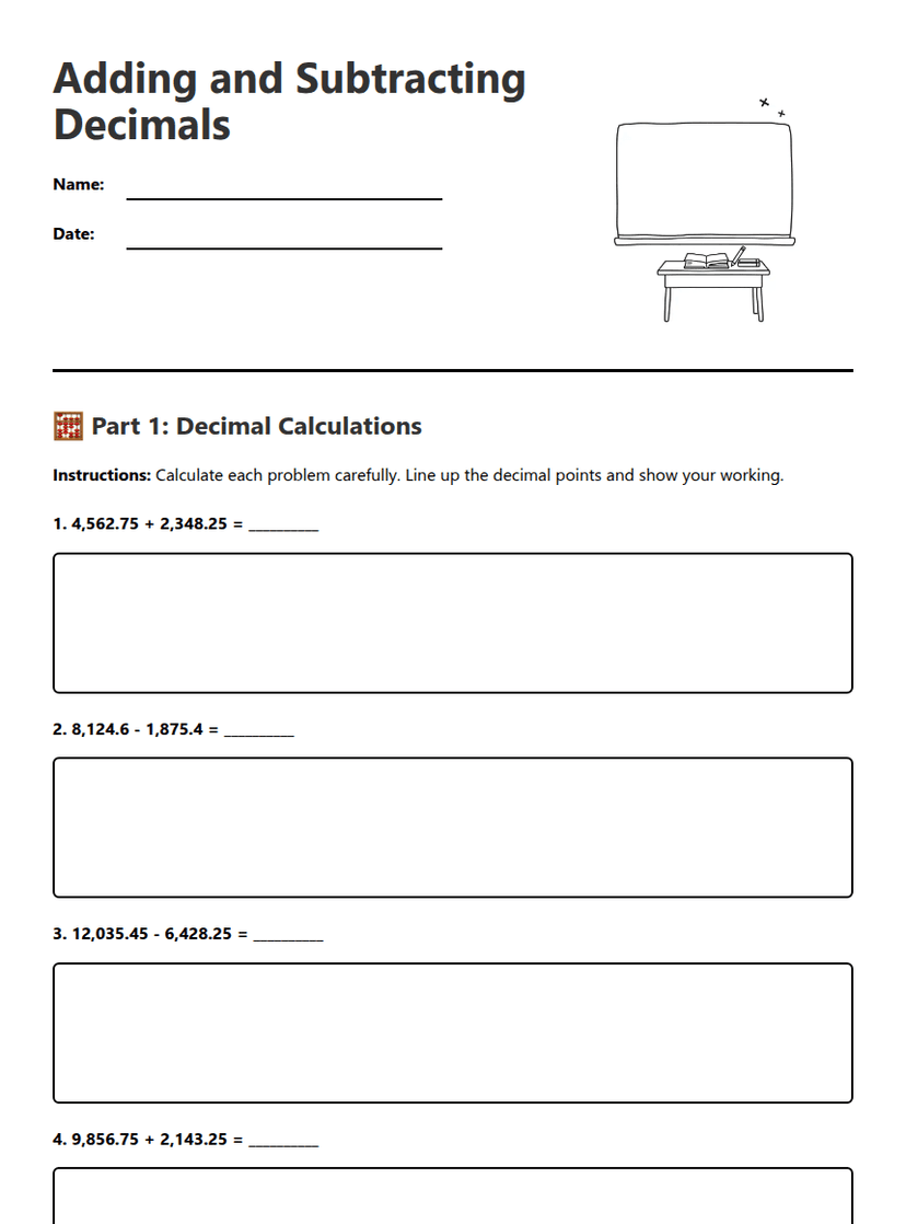 Adding and Subtracting Decimals