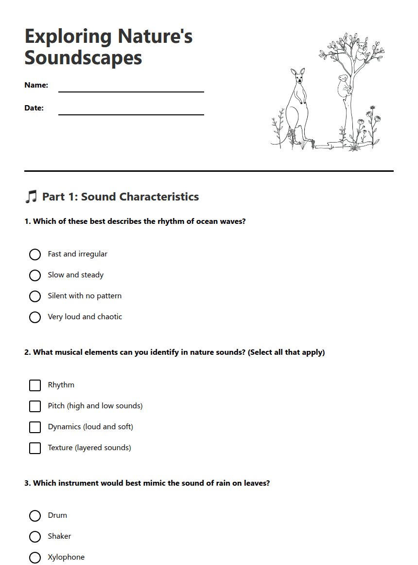 Exploring Nature's Soundscapes worksheet preview