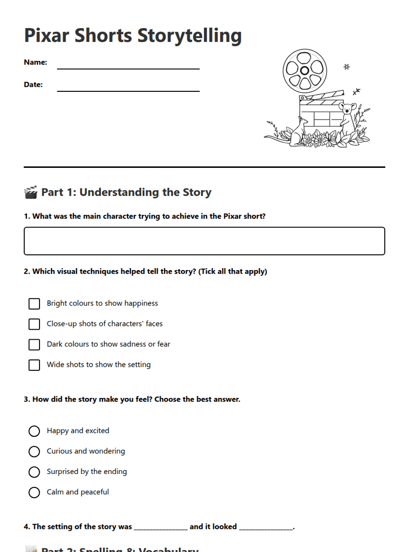 Pixar Shorts Storytelling
