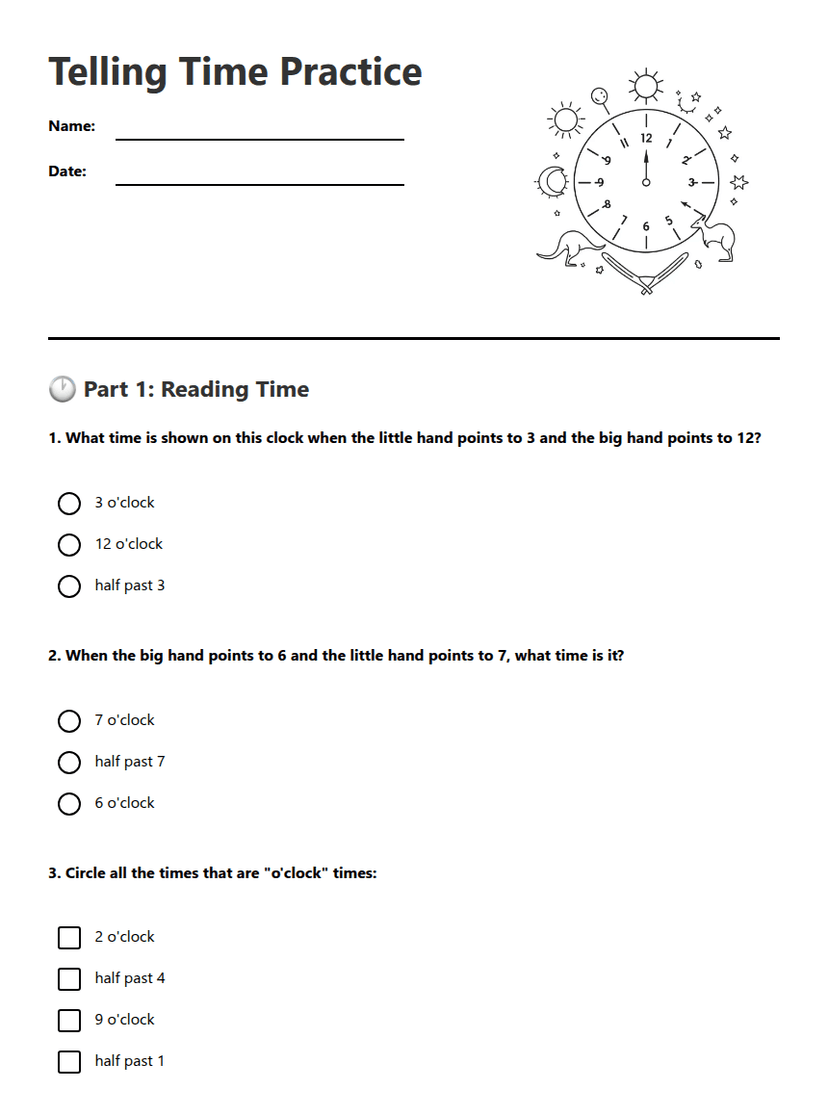 Telling Time Practice