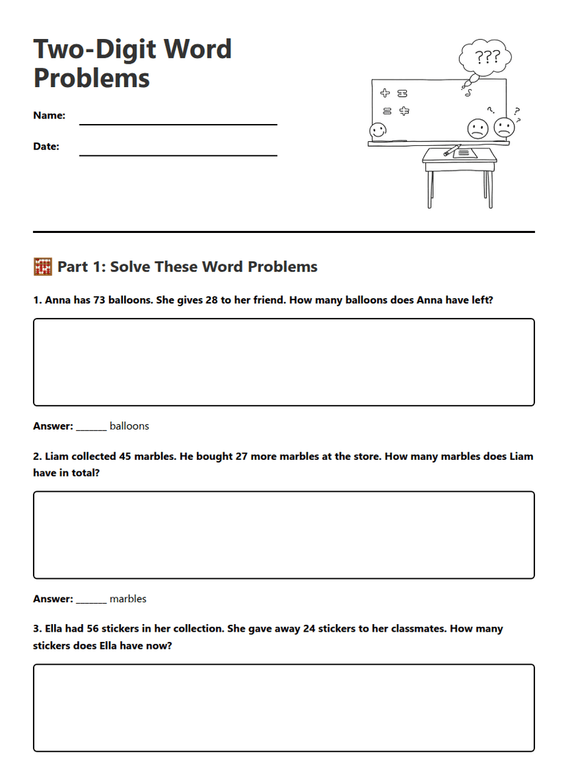 Two-Digit Word Problems