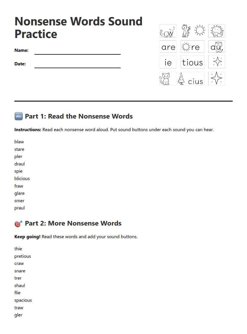Mixed Words Reading Practice