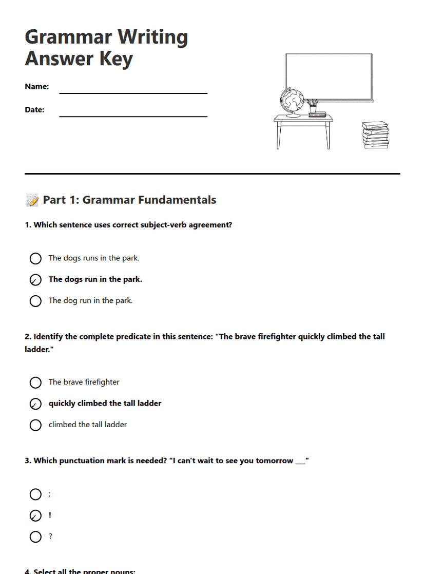 Grammar Writing Answer Key
