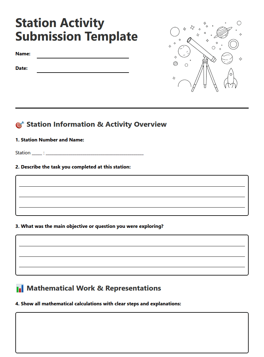 Station Activity Submission Template worksheet preview
