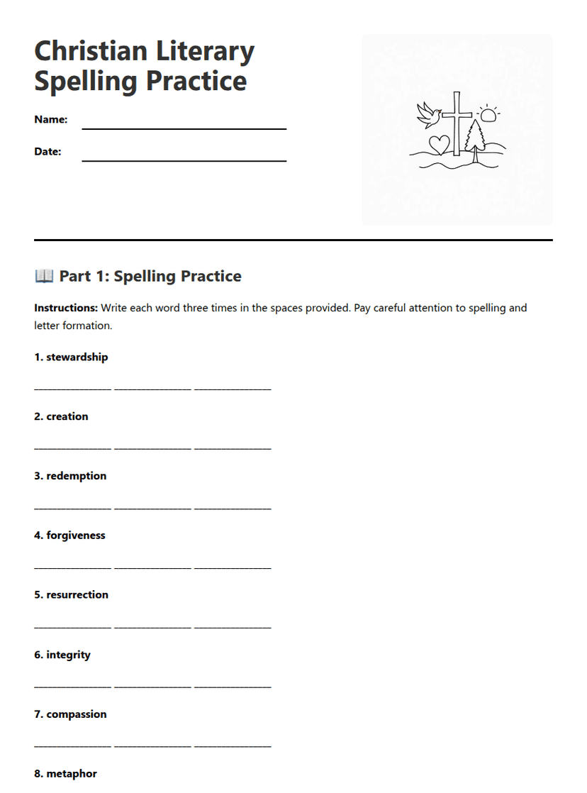 Christian Literary Spelling Practice
