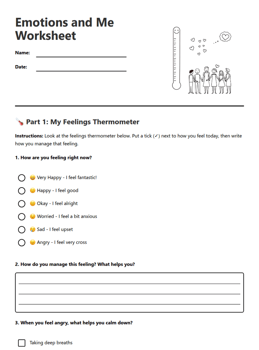 Emotions and Me Worksheet