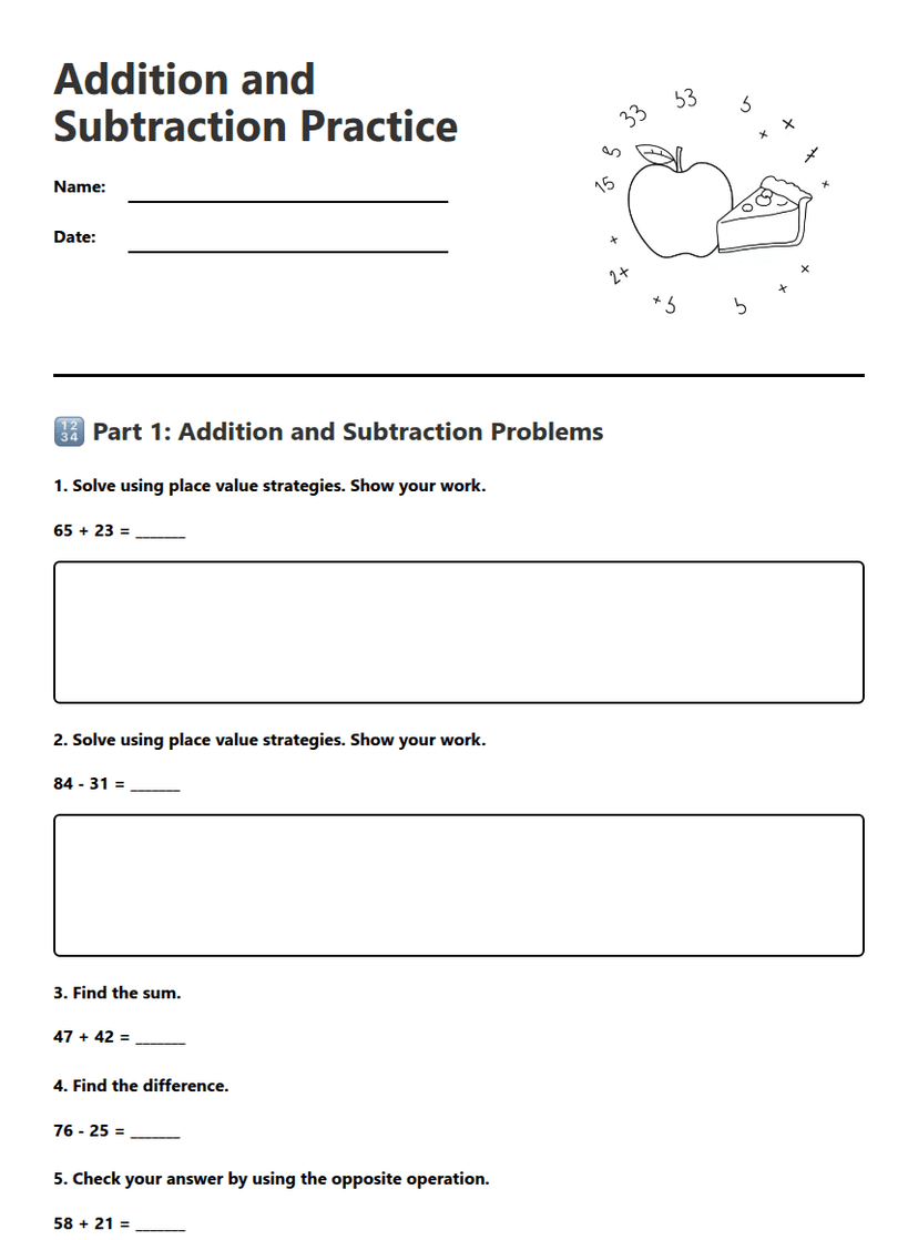 Addition and Subtraction Practice