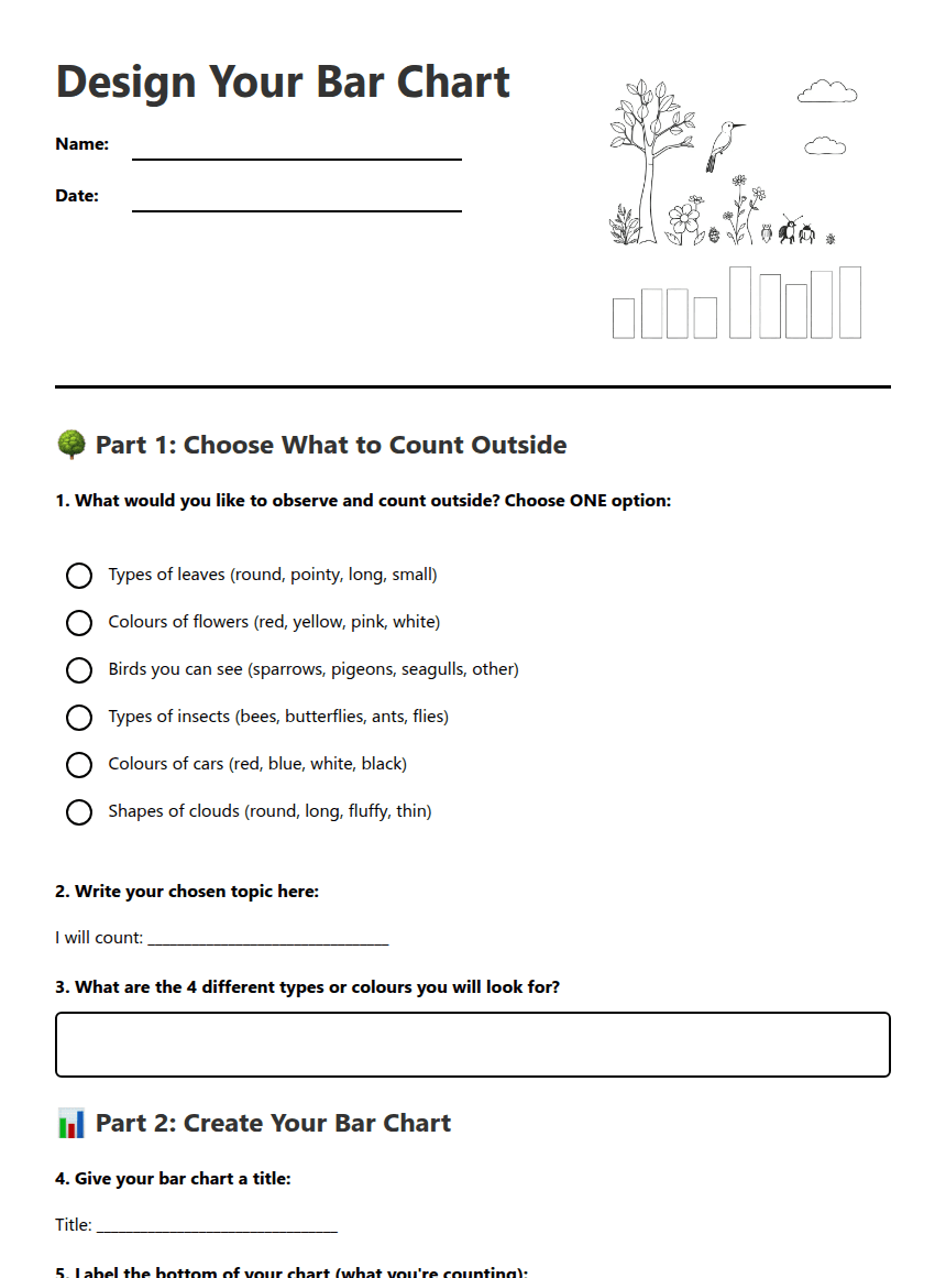 Design Your Bar Chart worksheet preview