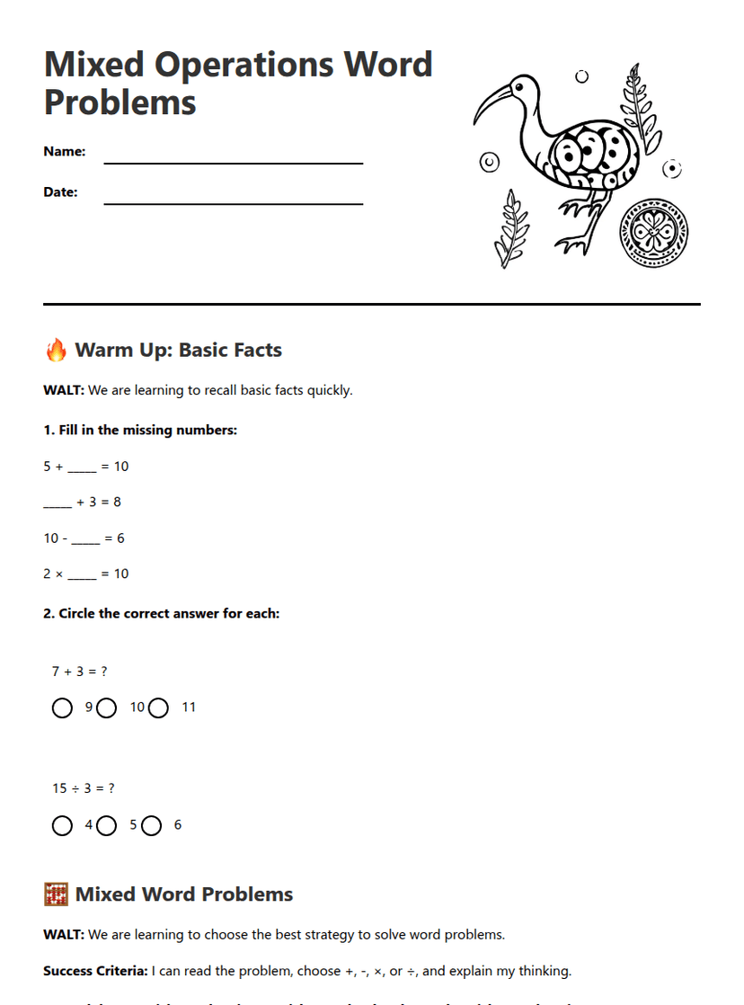 Mixed Operations Word Problems