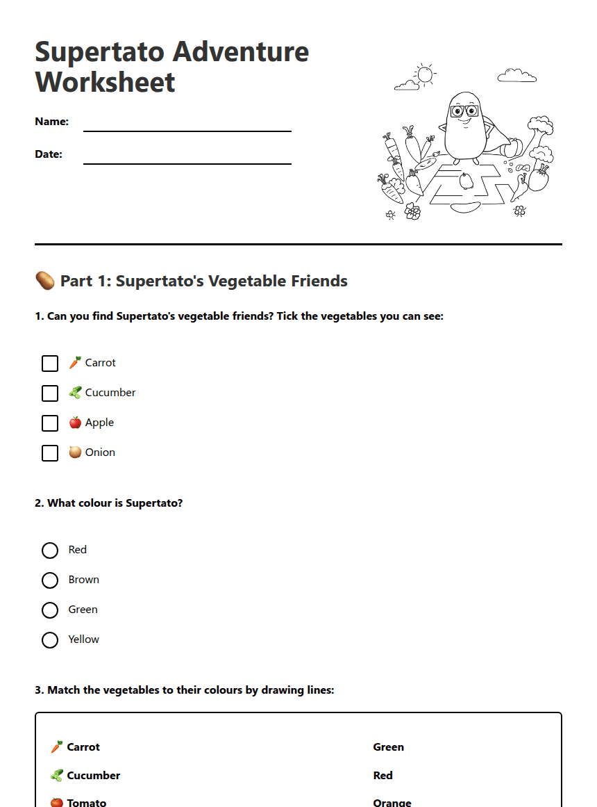 Supertato Adventure Worksheet worksheet preview