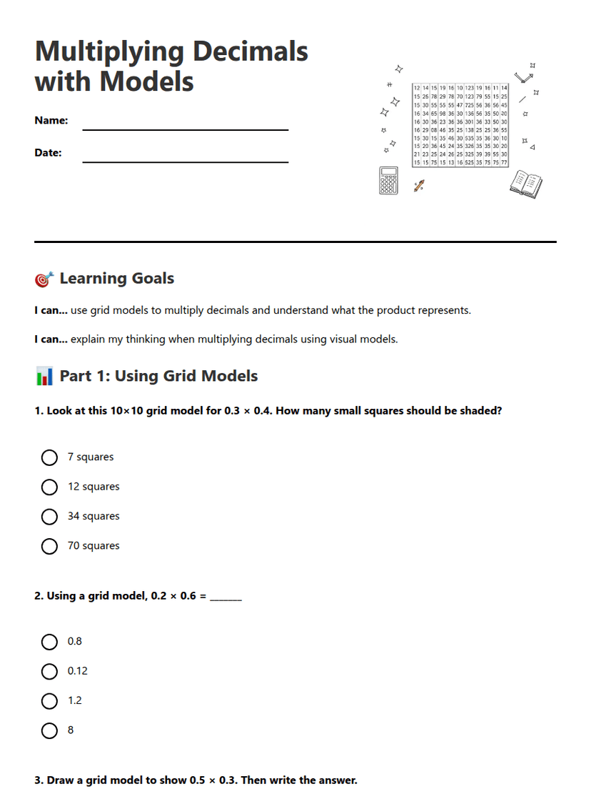 Multiplying Decimals with Models