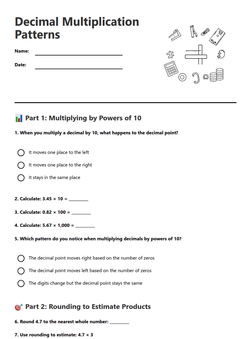 Decimal Multiplication Patterns
