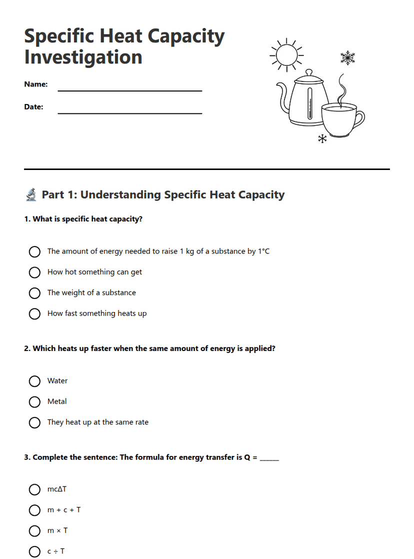 Specific Heat Capacity Investigation