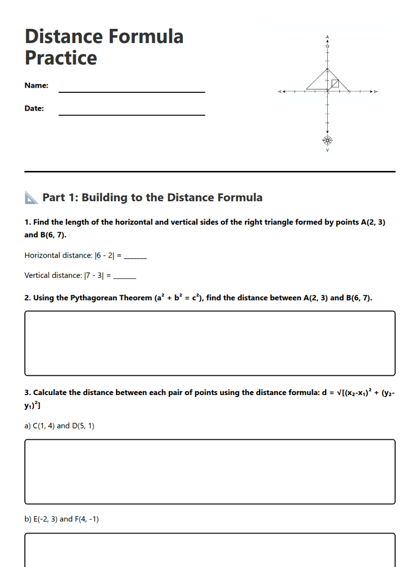 Distance Formula Practice