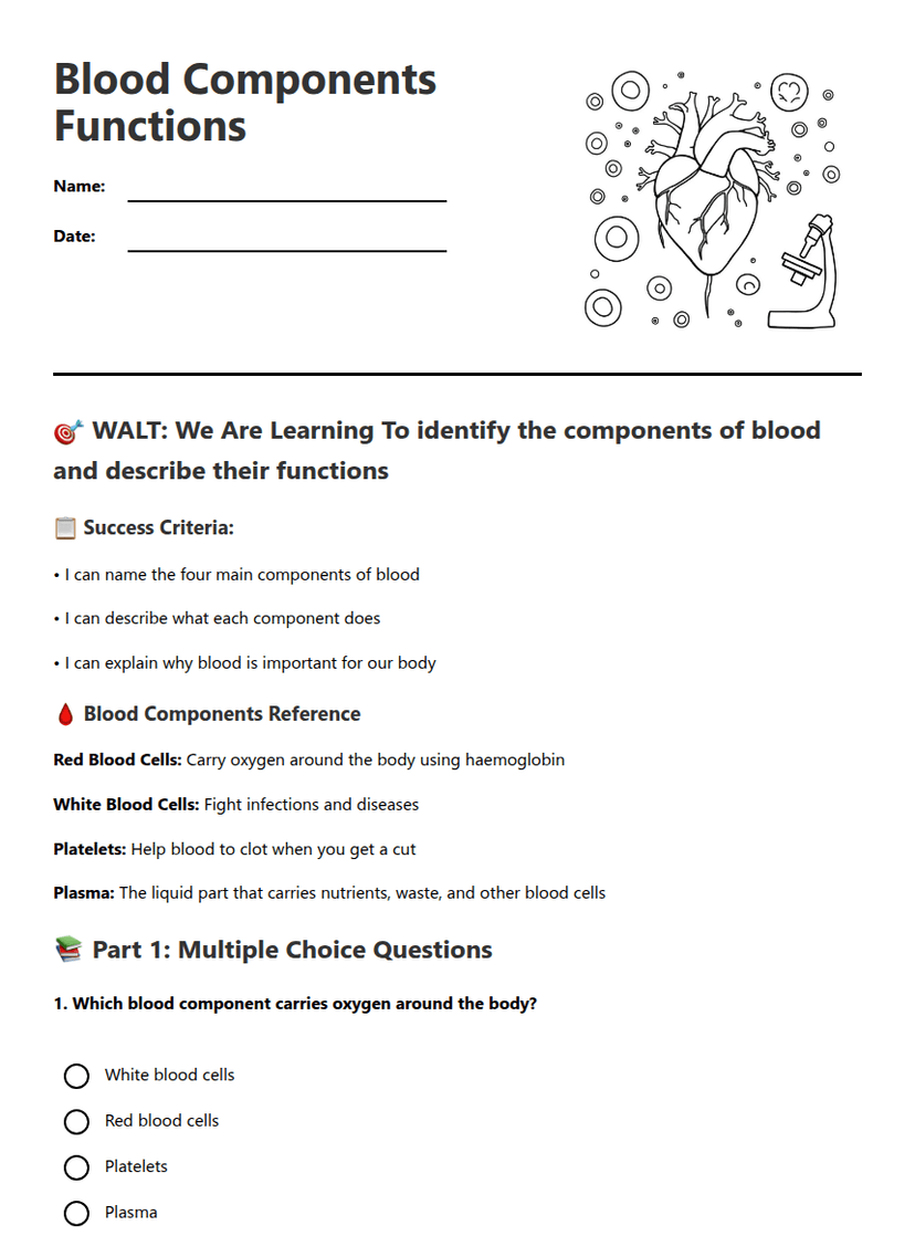 Blood Components Functions