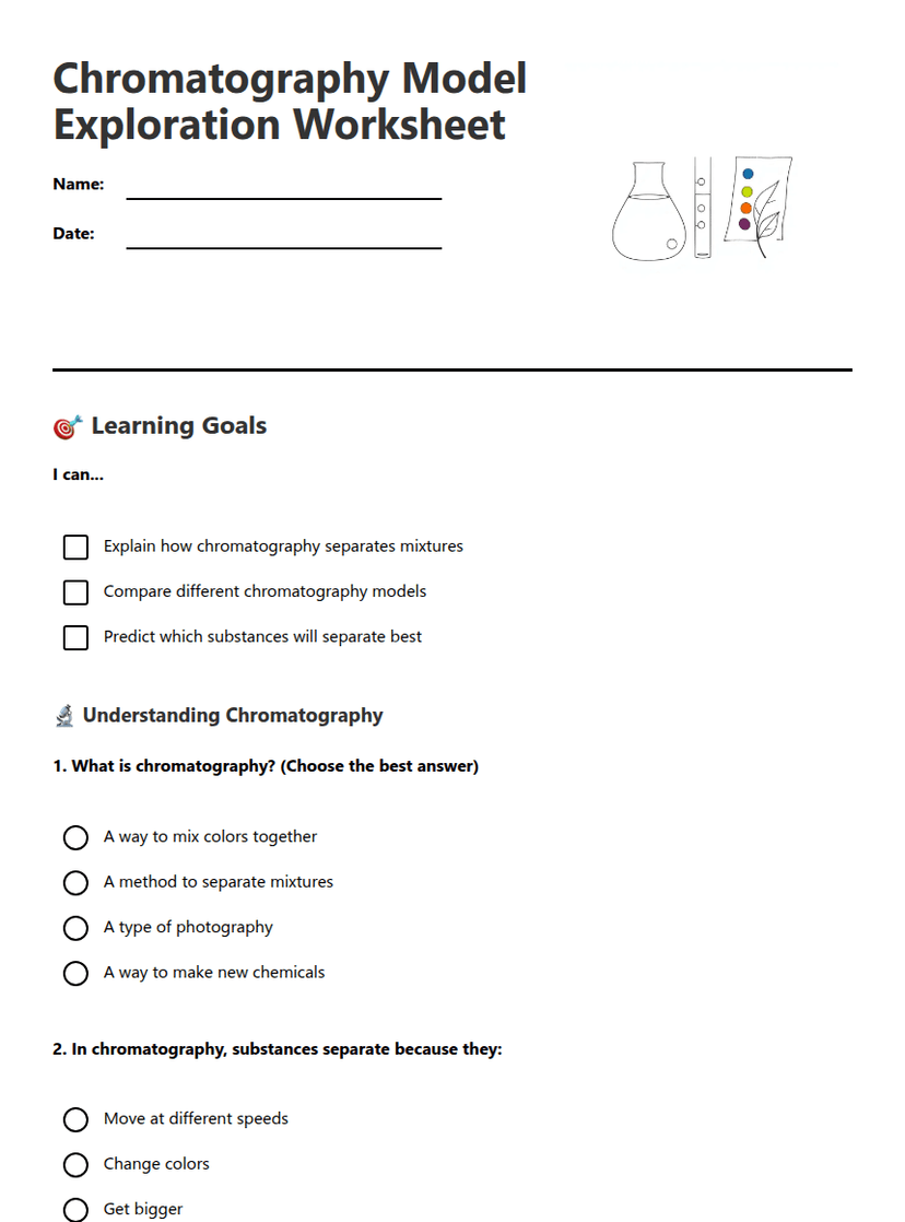 Chromatography Model Exploration Worksheet