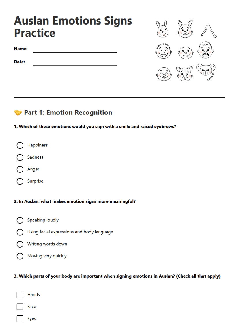 Auslan Emotions Signs Practice