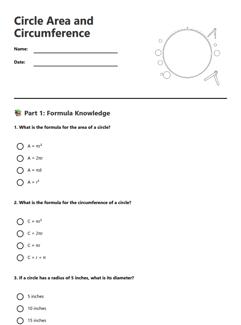 Circle Area and Circumference