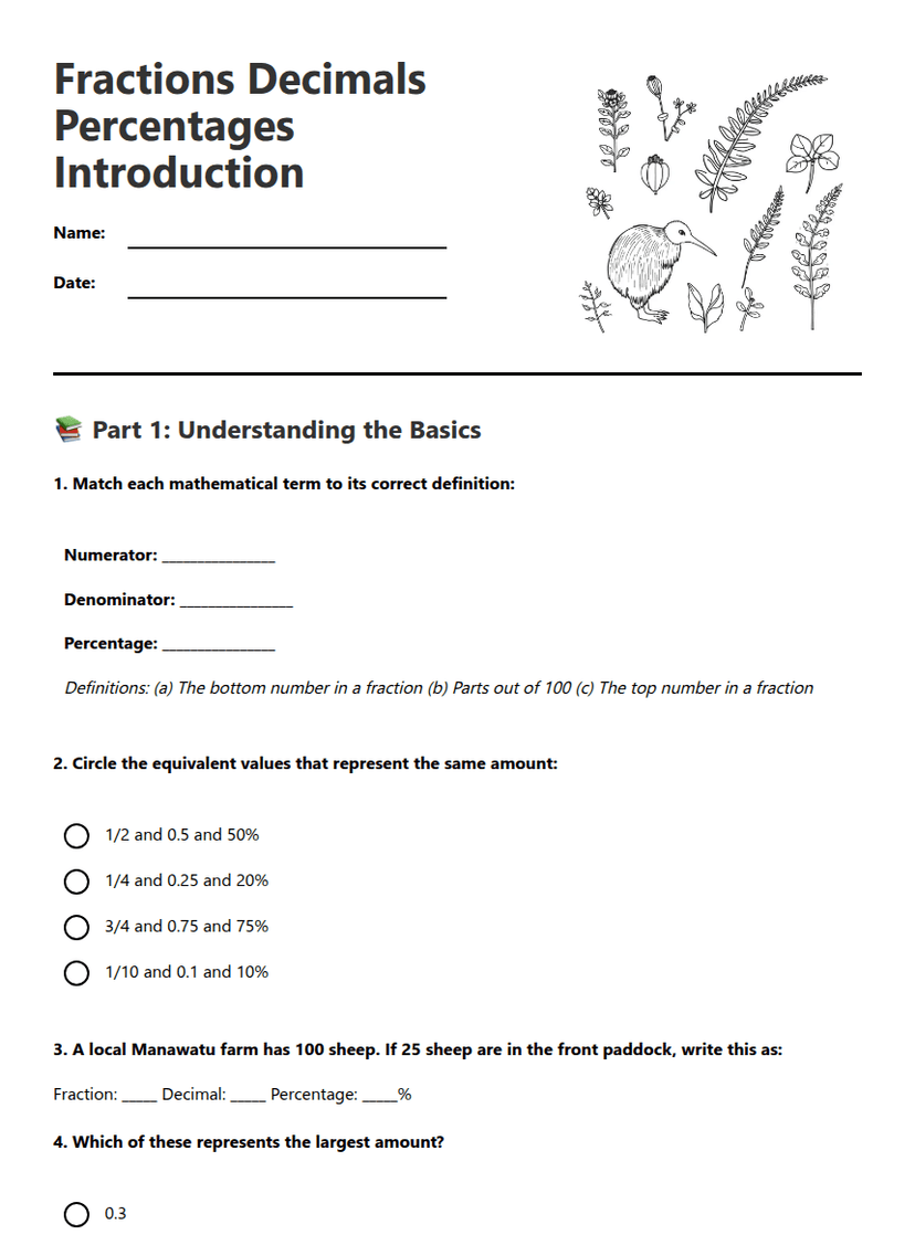 Fractions Decimals Percentages Introduction