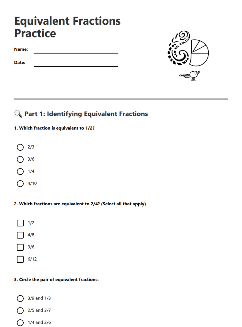 Equivalent Fractions Practice