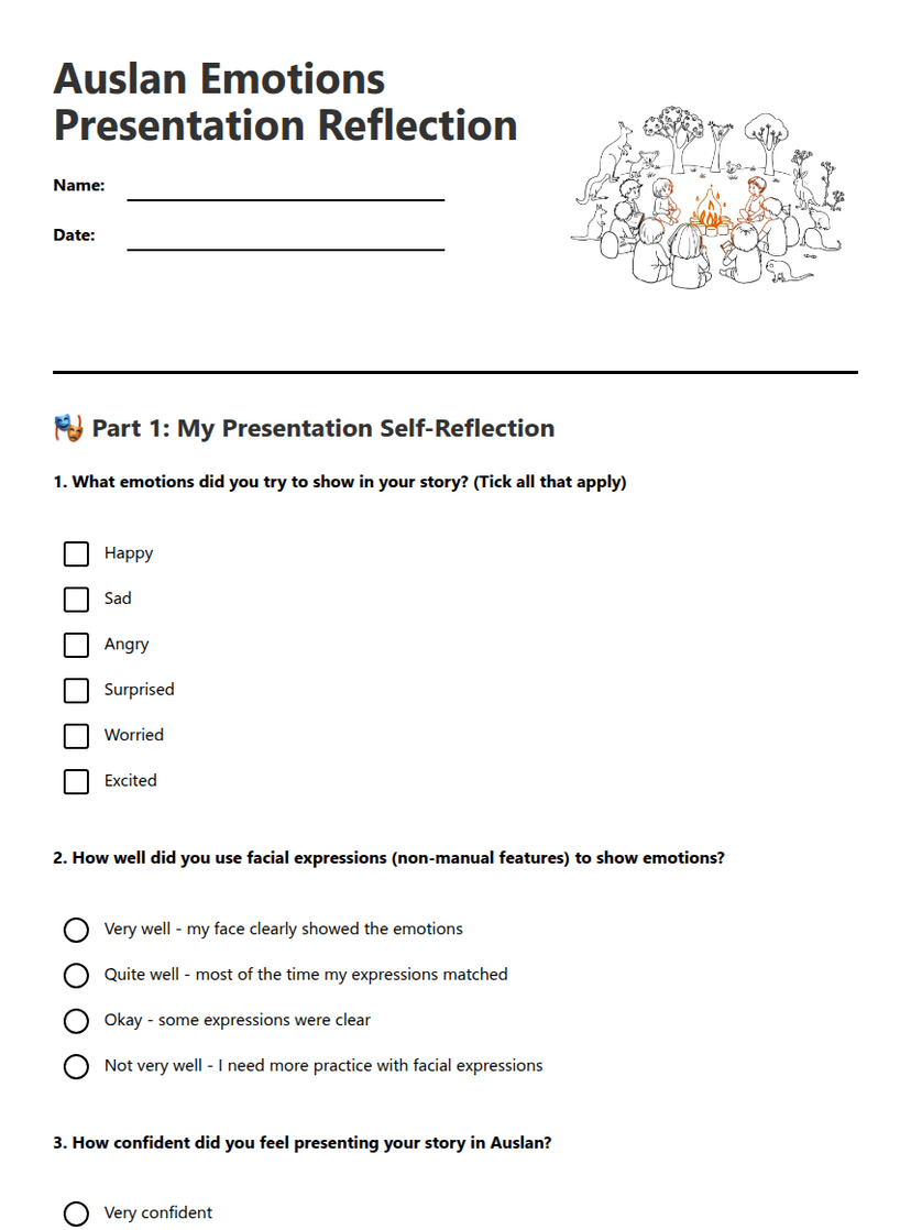 Auslan Emotions Presentation Reflection