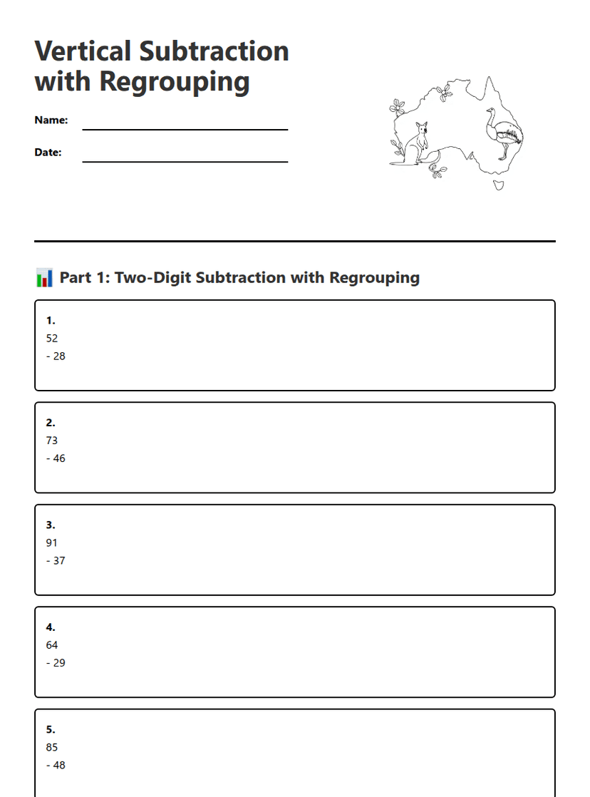 Vertical Subtraction with Regrouping