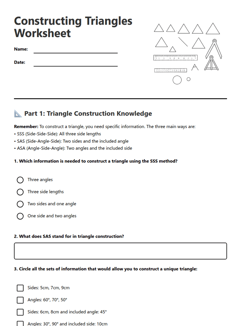 Constructing Triangles Worksheet
