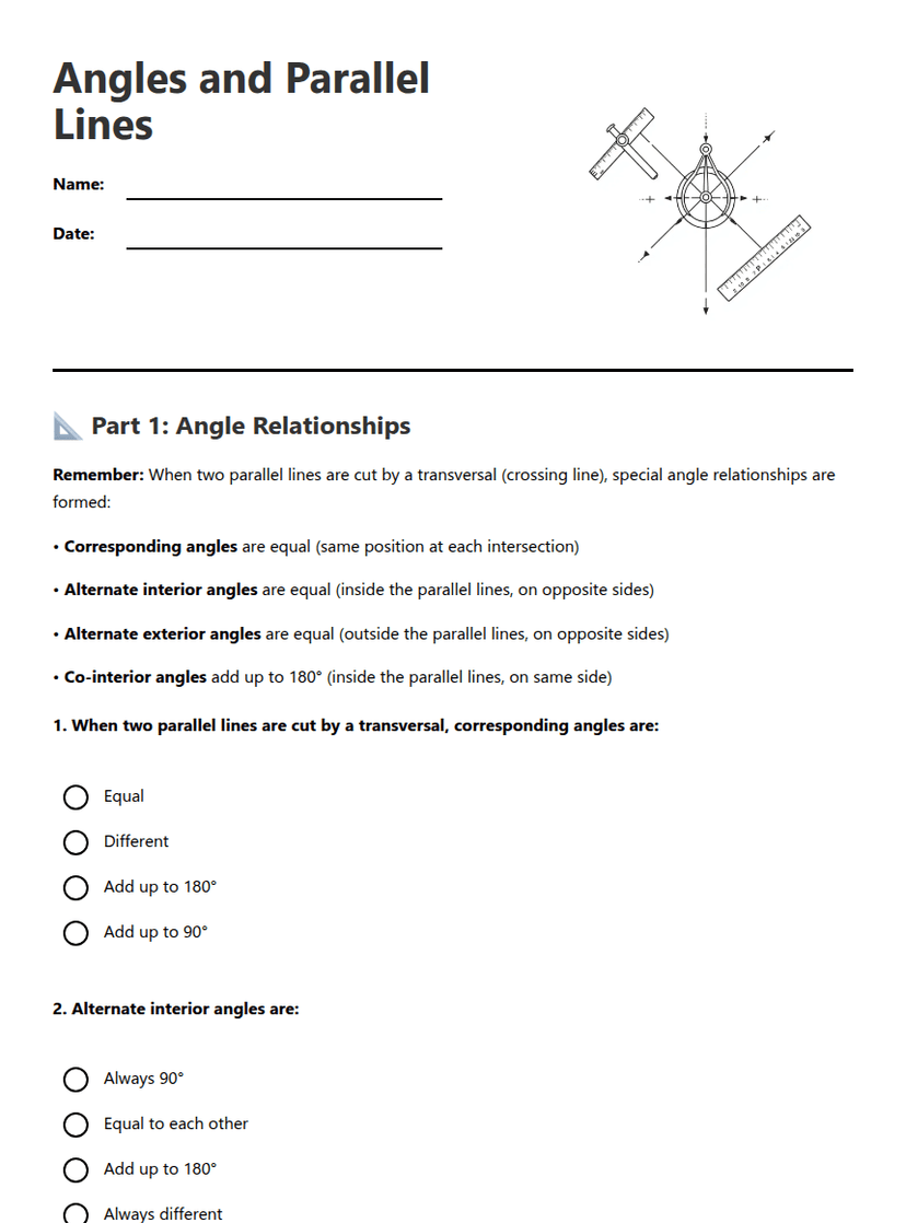 Angles and Parallel Lines