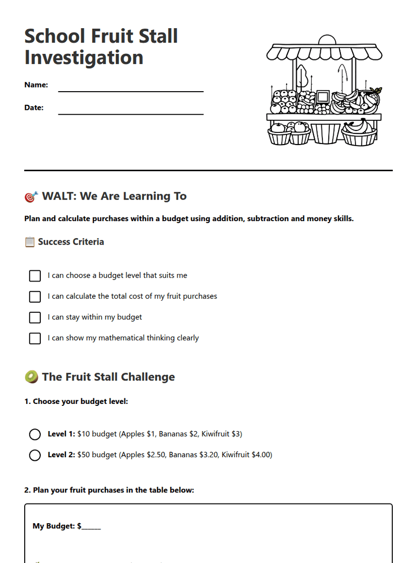 School Fruit Stall Investigation