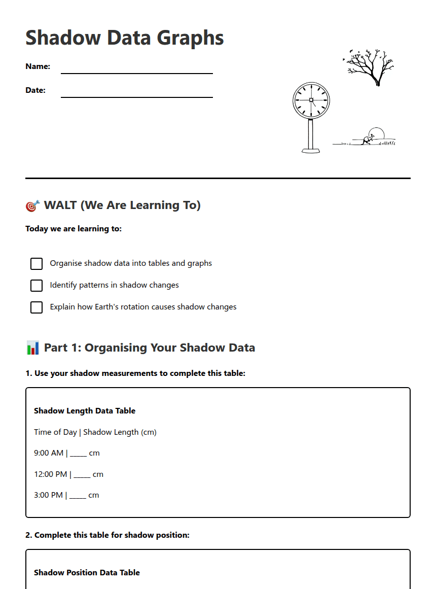 Shadow Data Graphs worksheet preview