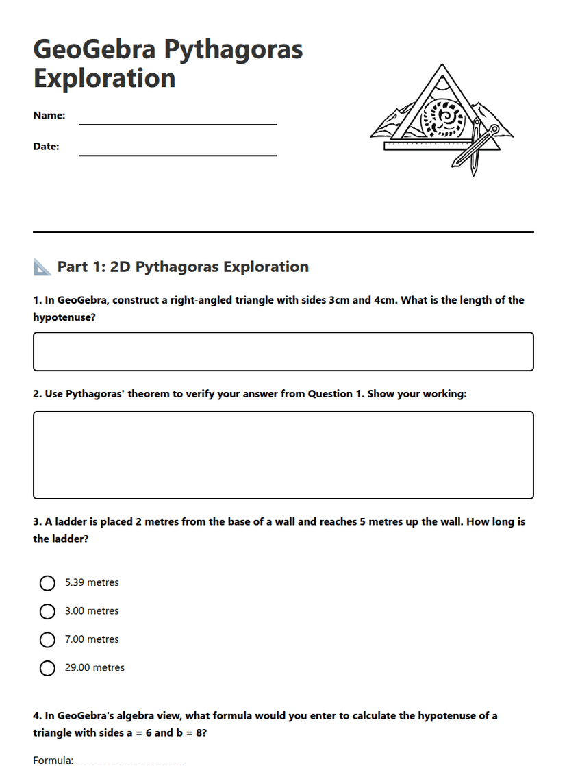 GeoGebra Pythagoras Exploration