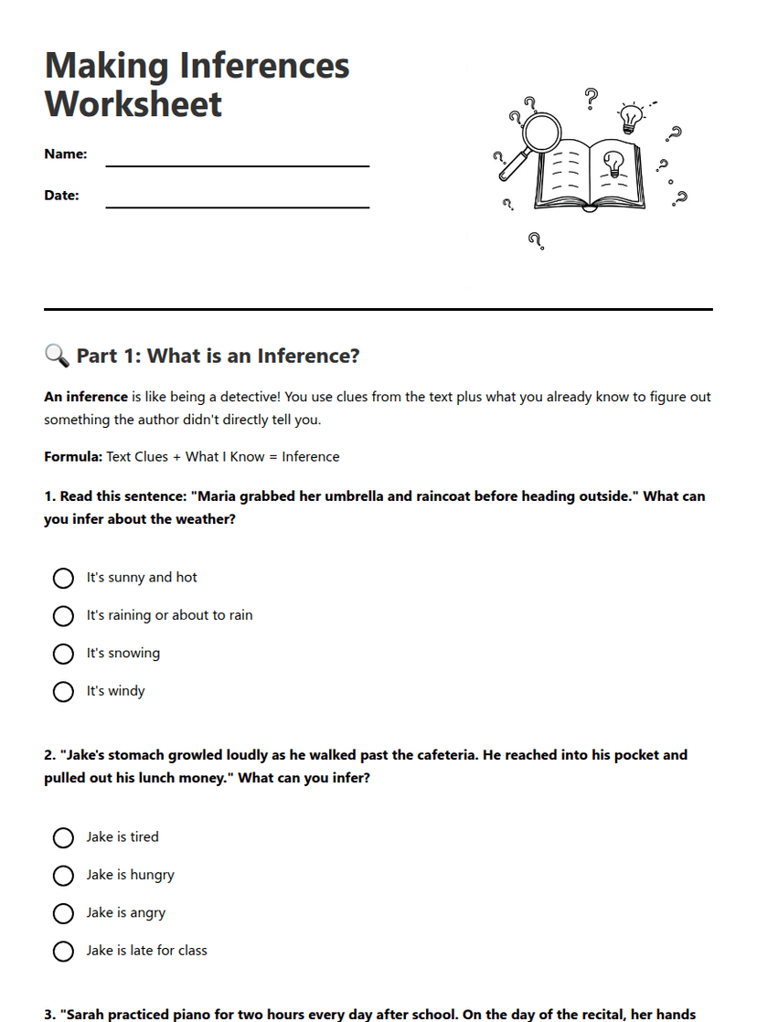 Making Inferences Worksheet