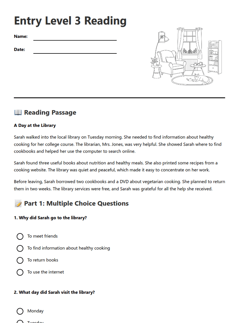 Entry Level 3 Reading