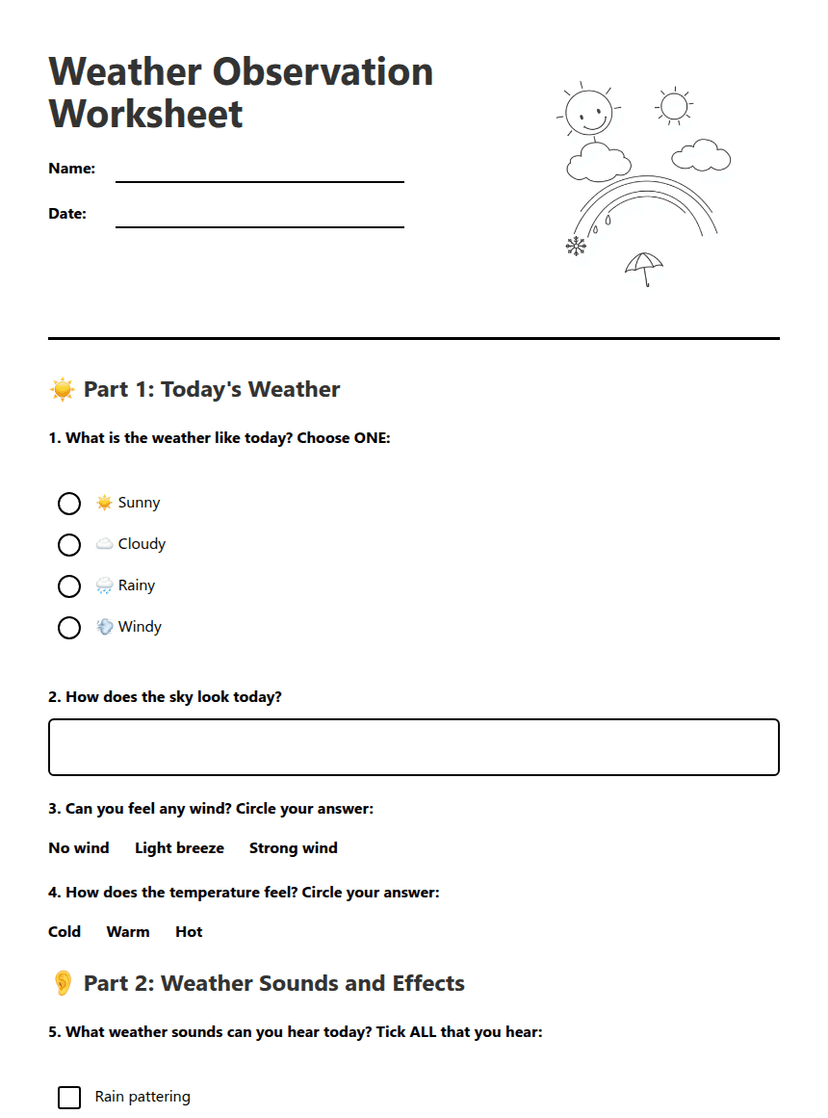 Weather Observation Worksheet