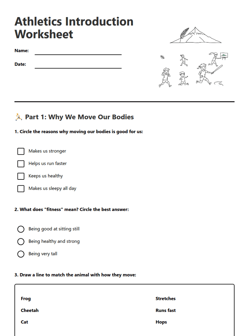 Athletics Introduction Worksheet