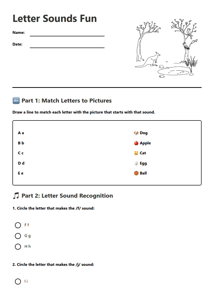 Letter Sounds Fun worksheet preview
