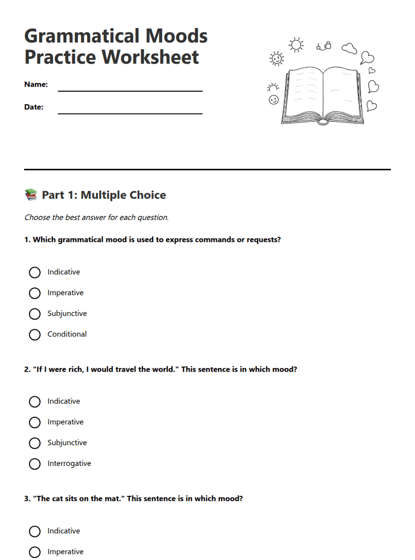 Grammatical Moods Practice Worksheet