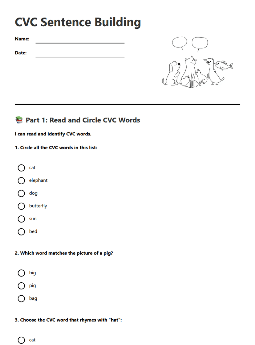 CVC Sentence Building