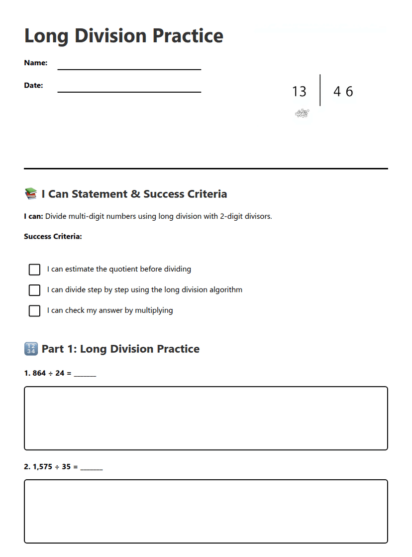 Long Division Practice