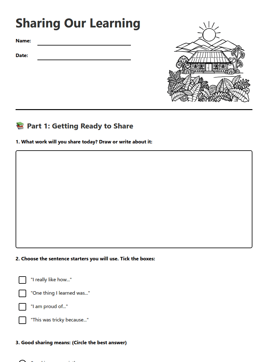Sharing Our Learning worksheet preview