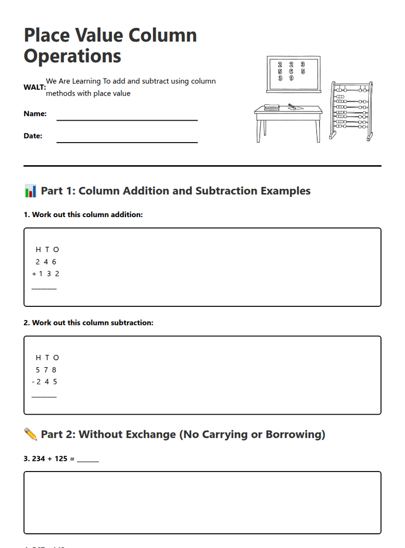 Place Value Column Operations