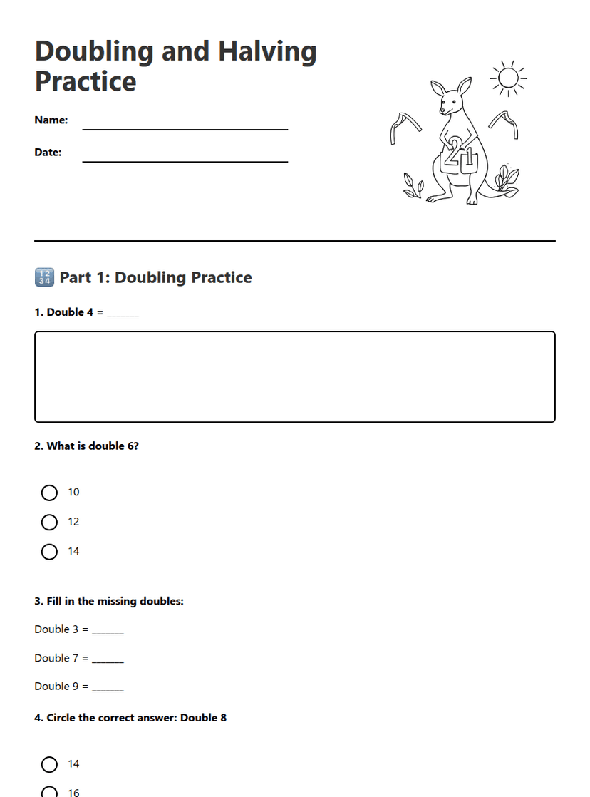 Doubling and Halving Practice