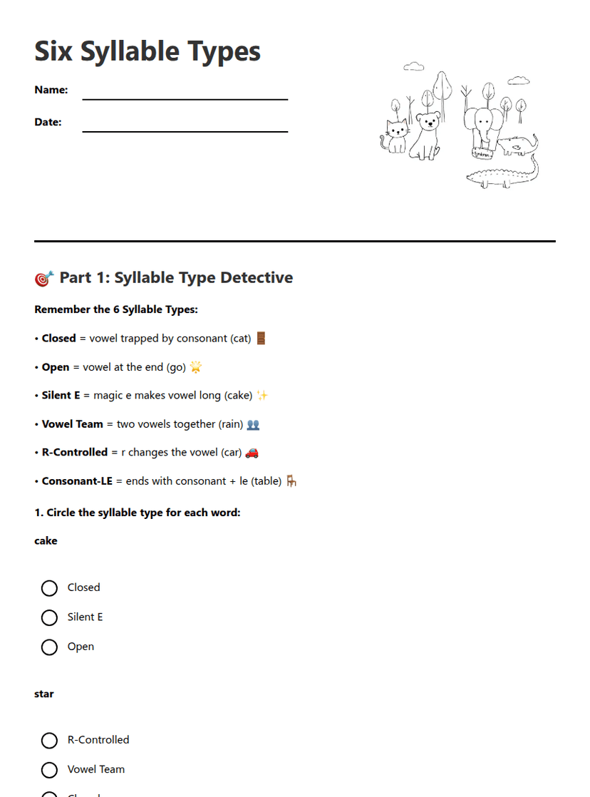 Six Syllable Types